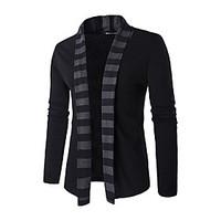 mens casualdaily simple regular cardigan print black gray v neck long  ...