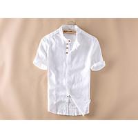 mens casualdaily simple summer shirt solid button down collar short sl ...