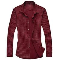 Men\'s Work Formal All Seasons Shirt, Polka Dot Long Sleeve Cotton