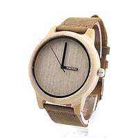 Men\'s Women\'s Fashion Watch Wood Watch / Quartz Wood Band Casual Khaki