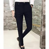 mens mid rise micro elastic business pants street chic slim solid