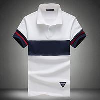 mens casualdaily simple polo solid striped shirt collar short sleeve c ...