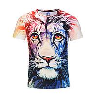 Men\'s Going out Casual/Daily Beach Punk Gothic Summer T-shirt, Embroidered Round Neck Short Sleeve Polyester Thin