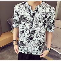 Men\'s Casual Simple Summer T-shirt, Print Round Neck Half Sleeve Others Thin