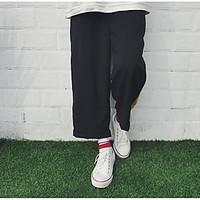 mens mid rise micro elastic chinos pants simple harem letter