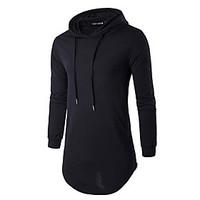 mens casualdaily hoodie solid round neck micro elastic cotton long sle ...