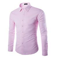 Men\'s Solid Casual Shirt, Cotton / Polyester Long Sleeve Black / Blue / Pink / Red / White / Yellow / Gray