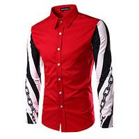 Men\'s Print Casual Shirt, Cotton Long Sleeve Black / Red / White