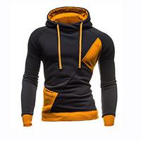 Men\'s Plus Size Casual/Daily Simple Hoodie Color Block Micro-elastic Polyester Long Sleeve Fall Winter