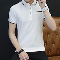 Men\'s Casual/Daily Simple Polo, Solid Button Down Collar Short Sleeve Cotton