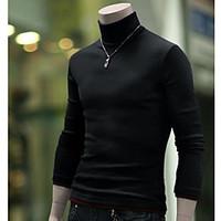 Men\'S Two Piece Like Contrast Color High Collar Knit Sweater