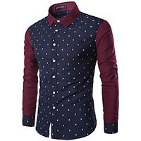 Men\'s Casual Vintage British Style Fall Winter Long Sleeve Lapel Cotton Stitching Color Skull Print Business Shirt