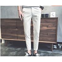 mens mid rise micro elastic chinos pants simple slim solid