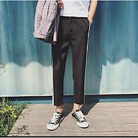 mens mid rise micro elastic sweatpants pants simple loose striped