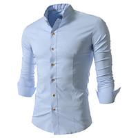 mens casualdaily chinoiserie shirt solid classic collar long sleeve co ...