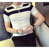 mens casualdaily simple t shirt print shirt collar short sleeve cotton ...