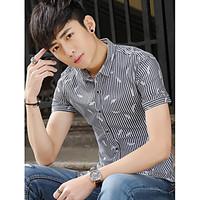 mens casualdaily simple shirt striped shirt collar short sleeve cotton