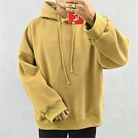 mens daily hoodie solid hooded inelastic cotton long sleeve spring fal ...