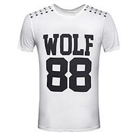 Men\'s Print Casual / Sport T-Shirt, Cotton Short Sleeve-Black / White / Gray