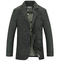 Men\'s Solid Casual Blazer, Cotton Long Sleeve Multi-color