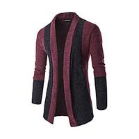 Men\'s Casual/Daily / Formal / Work Simple / Street chic Fall / Winter Blazer, Solid Shirt Collar Long Sleeve Black / Gray Cotton Medium