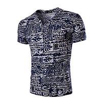 Men\'s Print Casual / Sport T-Shirt, Cotton Short Sleeve-Black