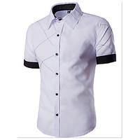 Men\'s Casual/Daily Simple Shirt, Solid Shirt Collar Short Sleeve Blue Red White Black Cotton