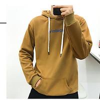 mens daily hoodie solid hooded inelastic cotton long sleeve spring fal ...