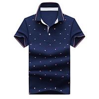 Men\'s Plus Size Casual/Daily Beach Simple Street chic Active Summer Polo, Solid Polka Dot Shirt Collar Short Sleeve Cotton SpandexThin