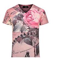 mens casualdaily boho t shirt floral print v neck short sleeve multi c ...