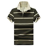 Men\'s Plus Size Casual/Daily Beach Simple Street chic Active Summer Polo, Solid Striped Shirt Collar Short Sleeve Cotton Thin Medium