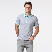 Men\'s Going out Casual/Daily Formal Simple Polo, Color Block Shirt Collar Short Sleeve Blue White Black Gray Yellow Cotton