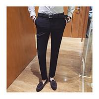 mens high rise micro elastic business pants simple slim solid