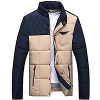 mens regular padded coat casualdaily color block cotton without fillin ...