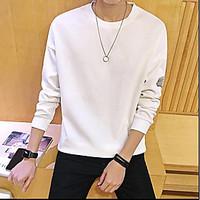 mens daily sweatshirt solid round neck inelastic cotton long sleeve sp ...