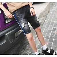 Men\'s Mid Rise Micro-elastic Shorts Pants, Simple Wide Leg Solid