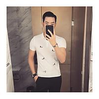 mens casualdaily simple summer shirt embroidered shirt collar short sl ...