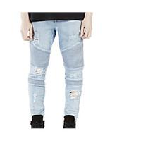 Men\'s Skinny Jeans Pants, Casual/Daily Simple Solid Low Rise Zipper Rayon Micro-elastic Summer