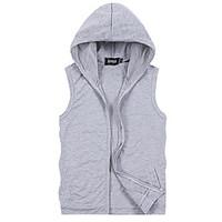 mens casualdaily simple tank top solid hooded sleeveless polyester