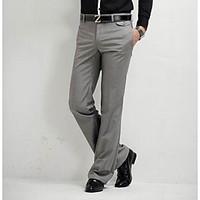 mens mid rise micro elastic chinos pants simple straight solid