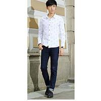mens casualdaily work vintage simple shirt print standing collar long  ...