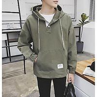 mens daily hoodie solid hooded inelastic cotton long sleeve spring fal ...