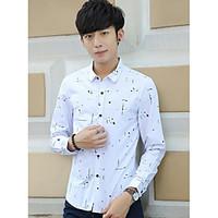 Men\'s Casual/Daily Simple Shirt, Print Shirt Collar Long Sleeve Polyester