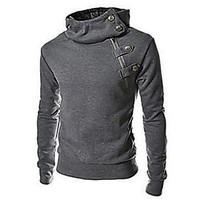 mens plus size casualdaily simple hoodie jacket solid stand cotton pol ...