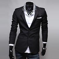 mens solid work formal style slim fit blazer cotton long sleeve black  ...