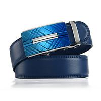 mens genuine leather ratchet belt business blue belts