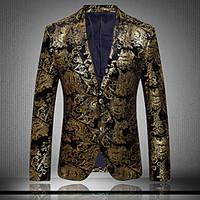 mens casualplus sizes print long sleeve regular blazer cottonpolyester