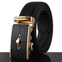 Men\'s Luxury Leather Alloy Automatic Buckle Waist Belt Work / Casual Leather All Season Gold / Silver