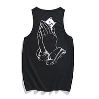 mens print casual sport tank tops cotton sleeveless black blue white g ...