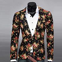 mens long sleeve regular blazer cotton blend print